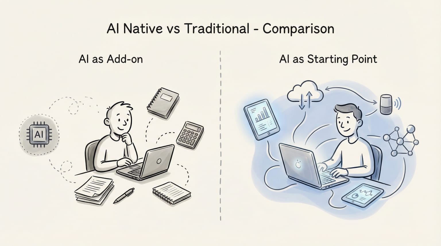AI Native vs Traditional — from add-on to starting point