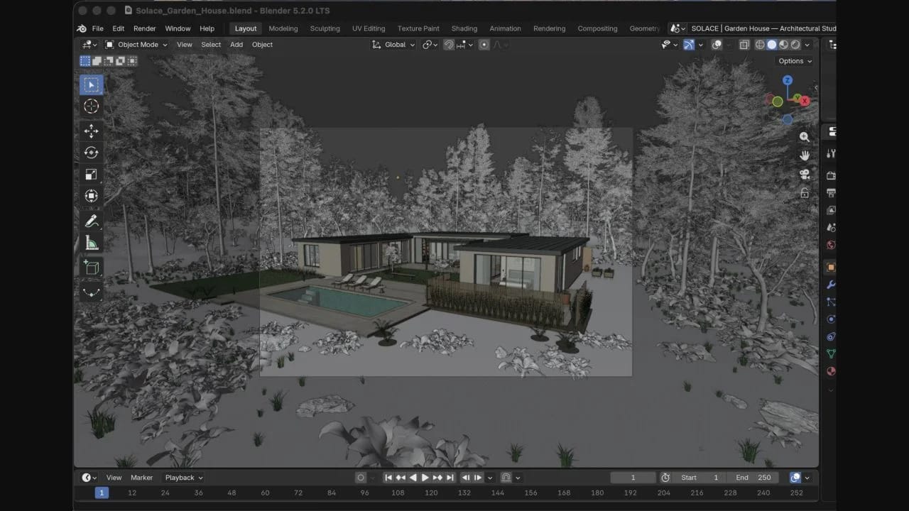 A house model in Blender from OpenAI's Astra showcase