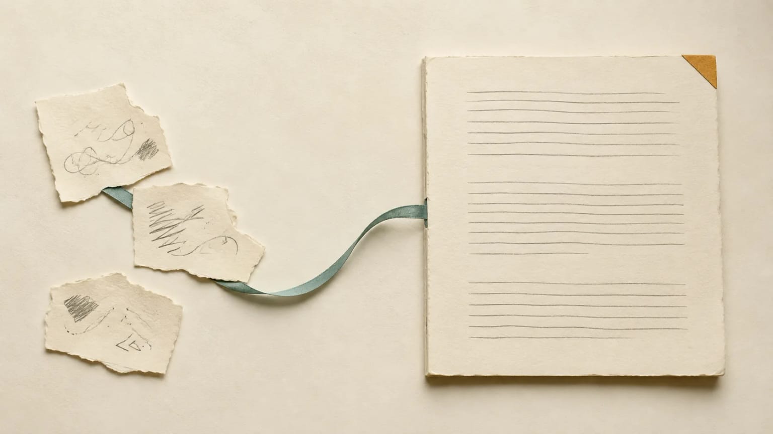 Scattered thoughts becoming connected prose, an illustration