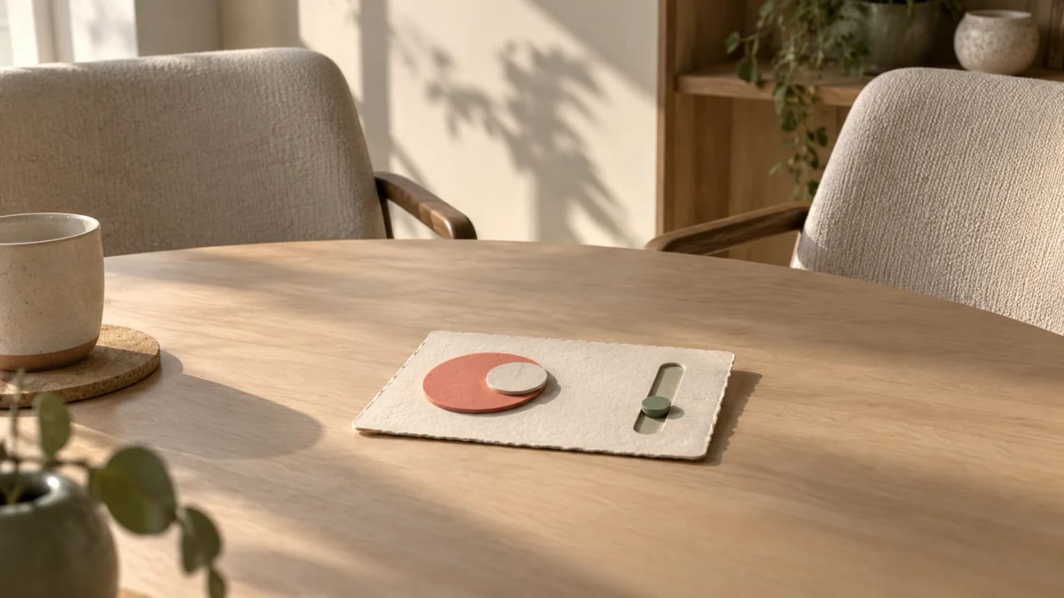 One small paper interaction prototype between two work chairs