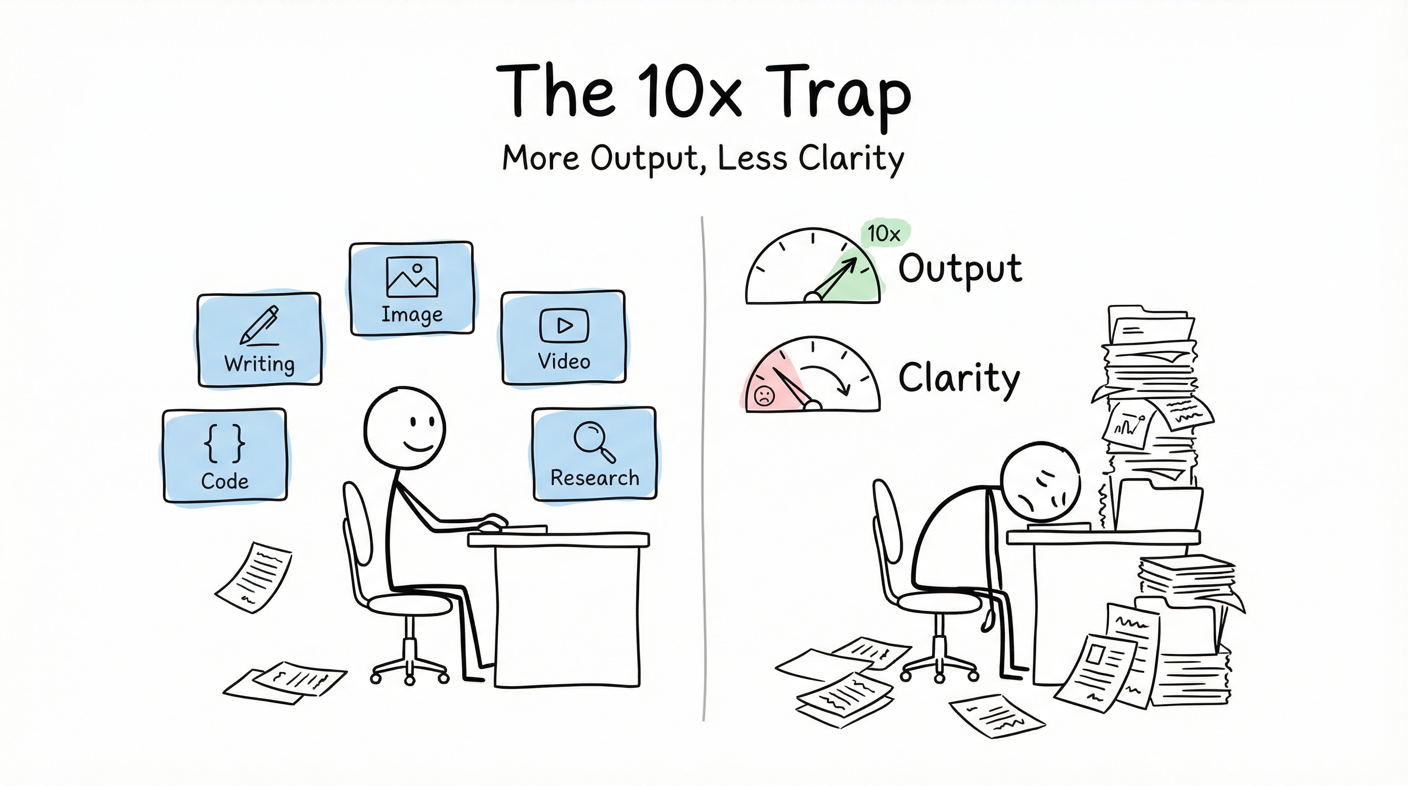 The 10x trap: more output, less clarity, growing fatigue